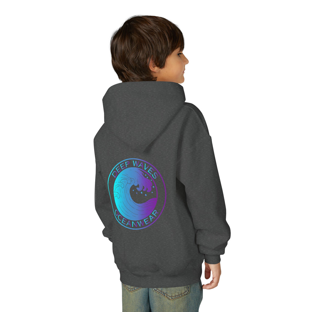 Youth Hoodie - Deep Waves Oceanwear Gradient Surf Logo