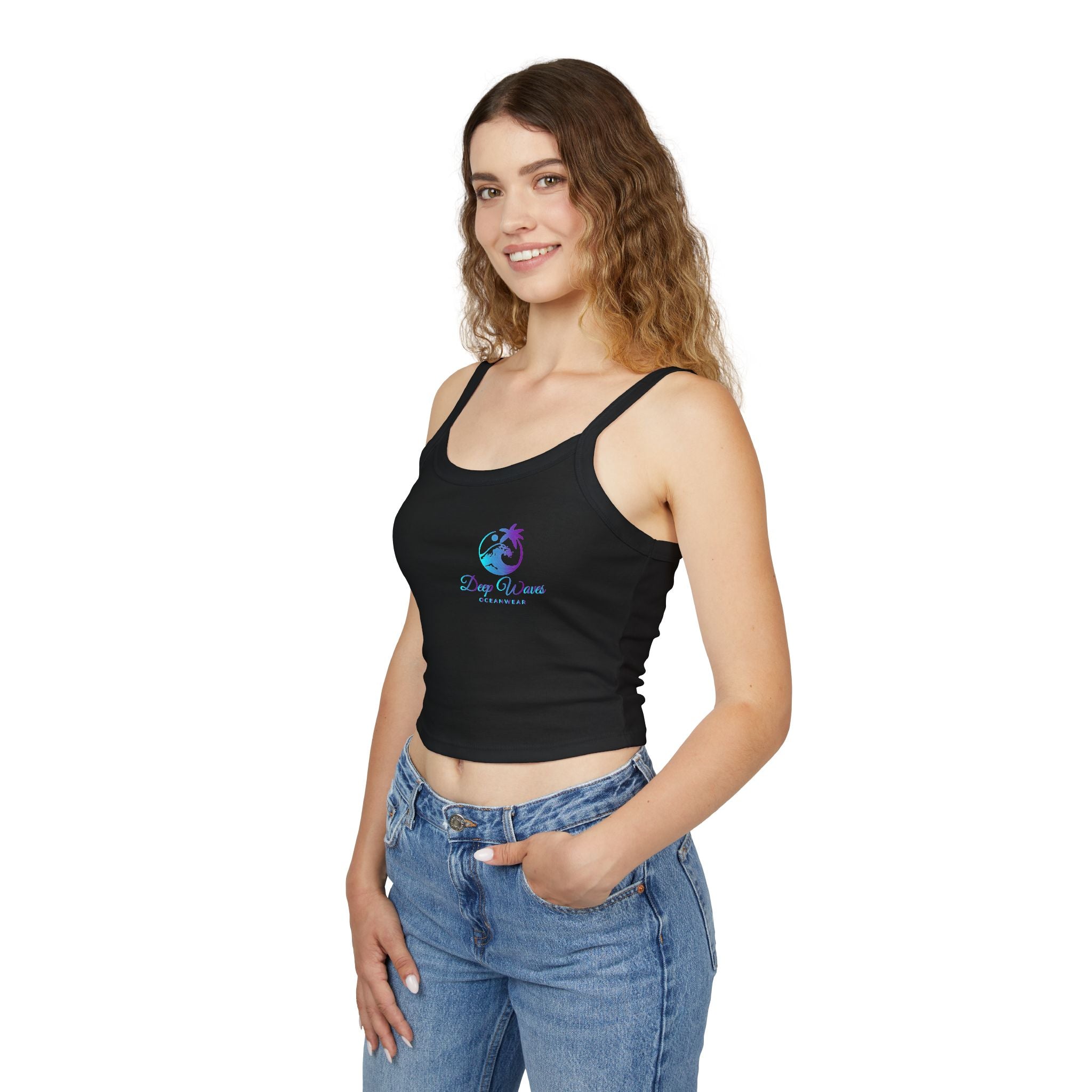 Deep Waves Spaghetti Strap Crop Tank