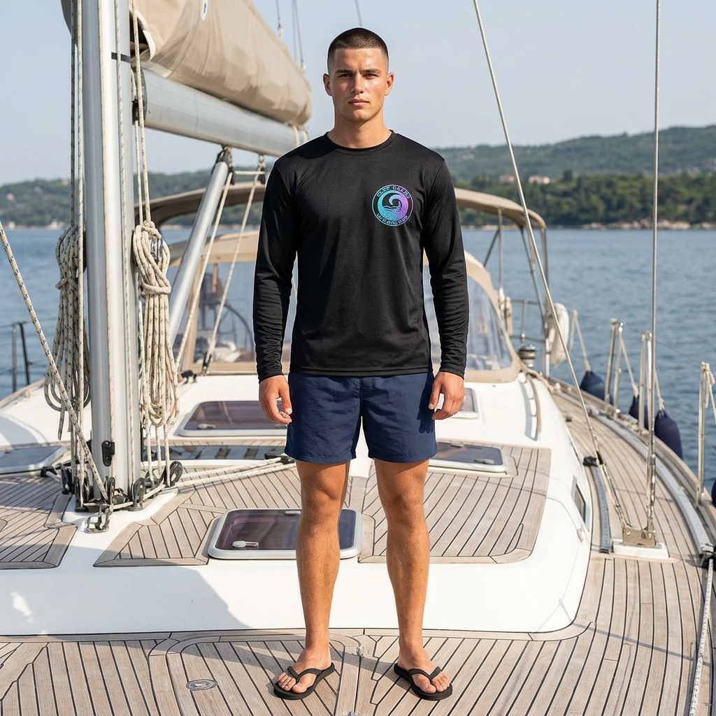 Deep Waves Long Sleeve Sun Shirt (Unisex) | Ocean Protection Rashguard & Coastal Aesthetic Top