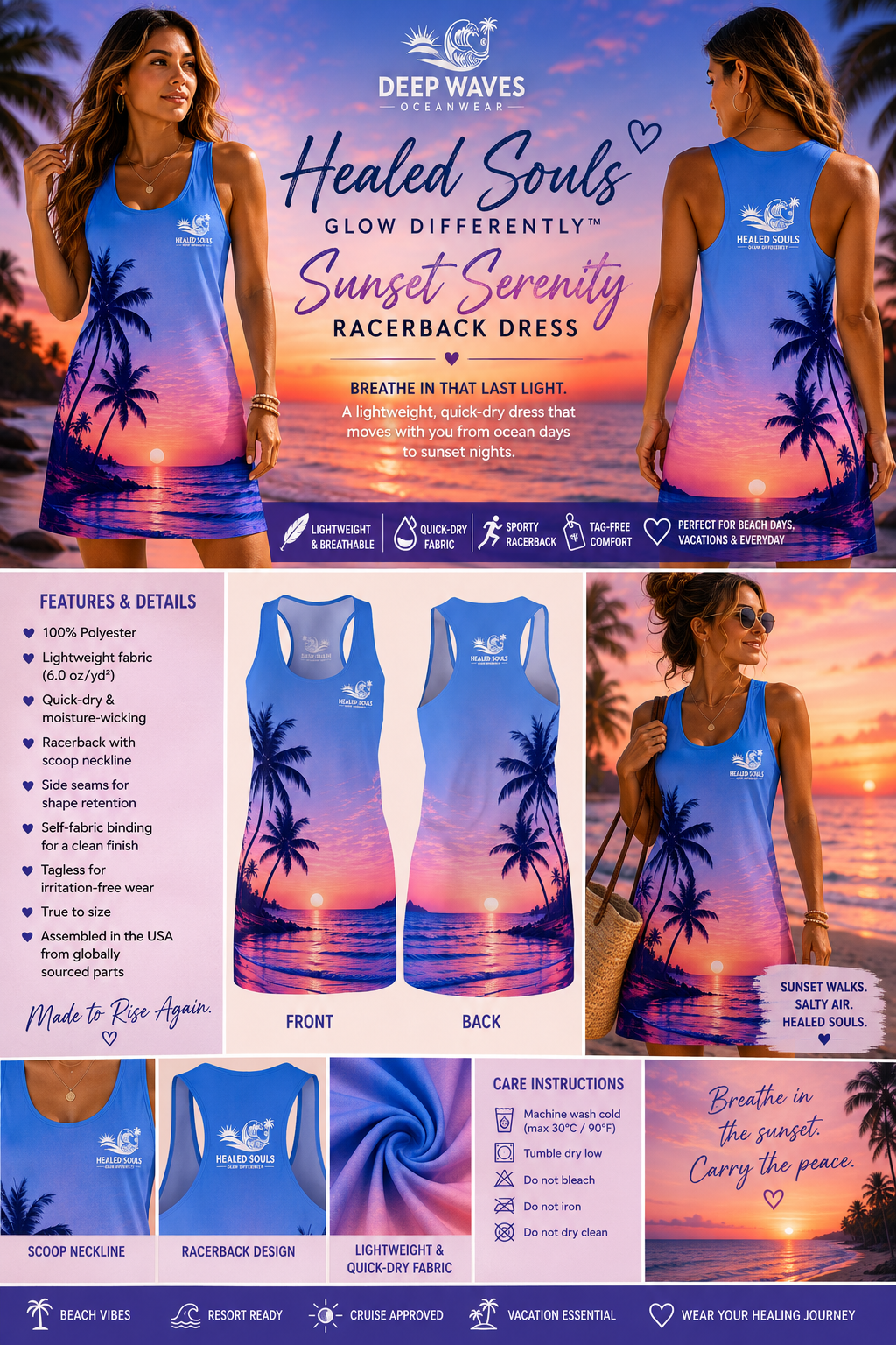 Healed Souls Glow Differently Sunset Serenity Racerback Dress
