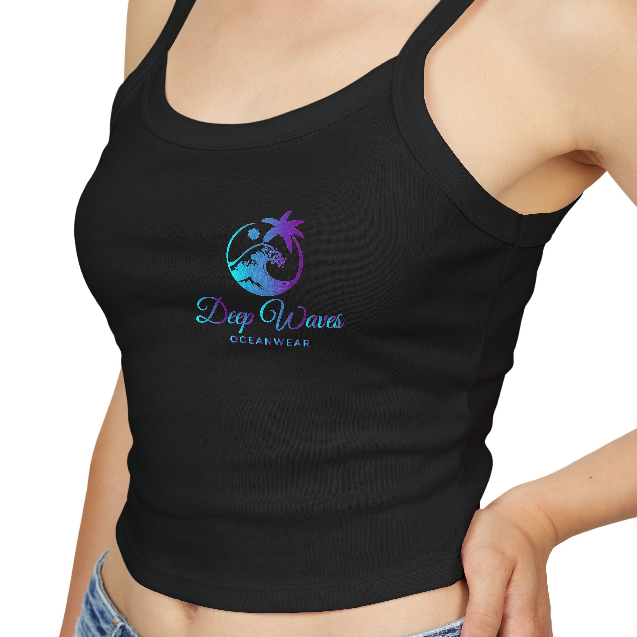 Deep Waves Spaghetti Strap Crop Tank