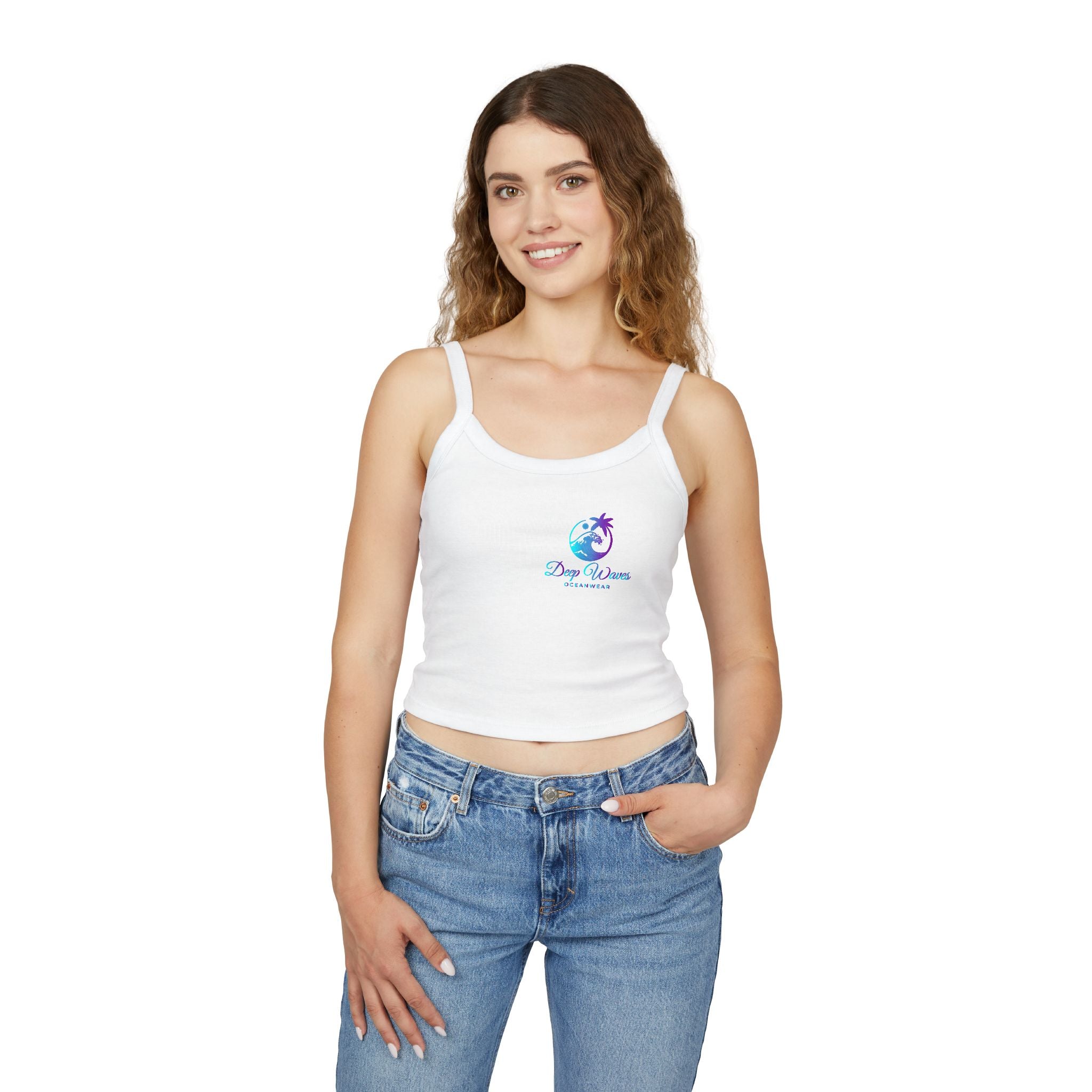 Deep Waves Spaghetti Strap Crop Tank