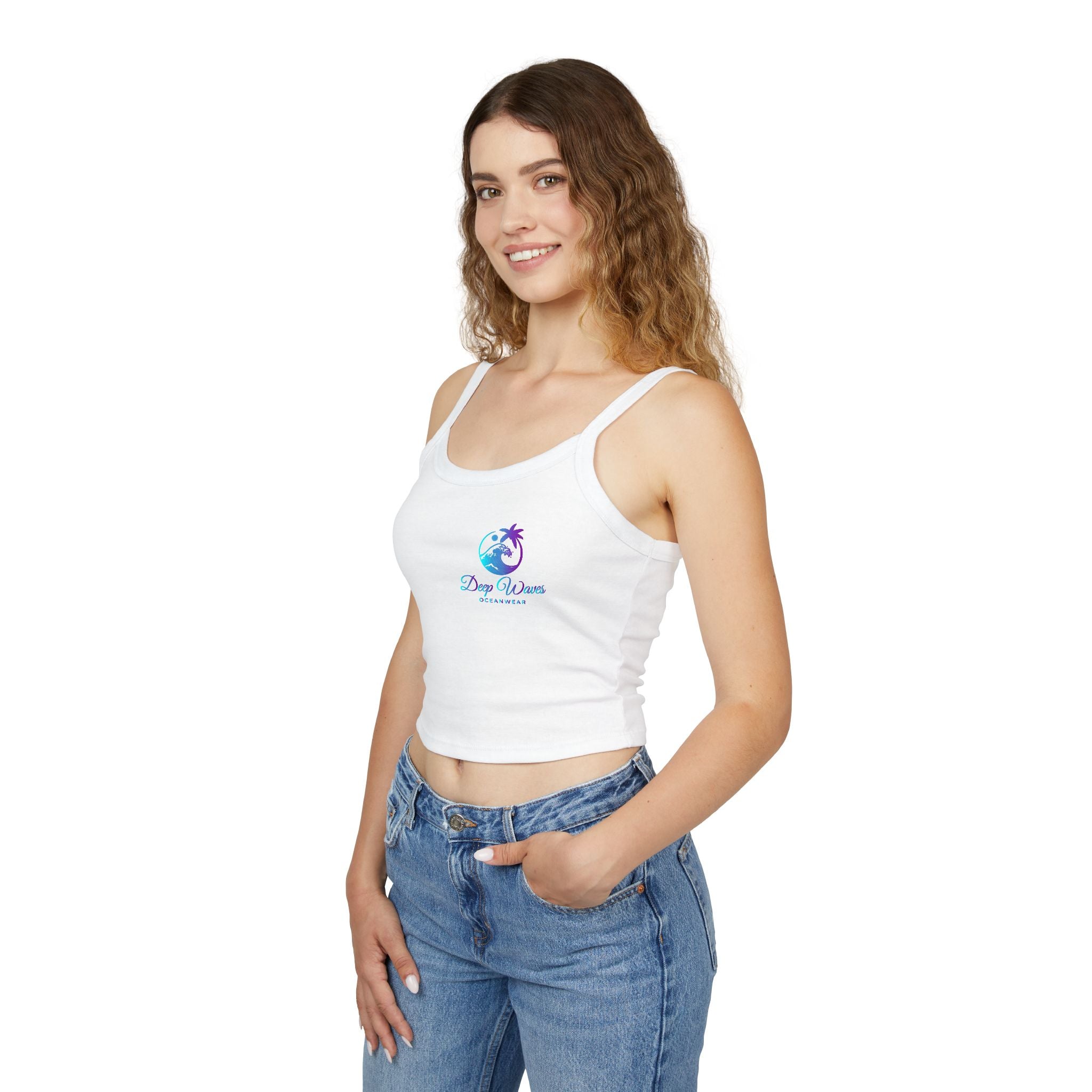 Deep Waves Spaghetti Strap Crop Tank