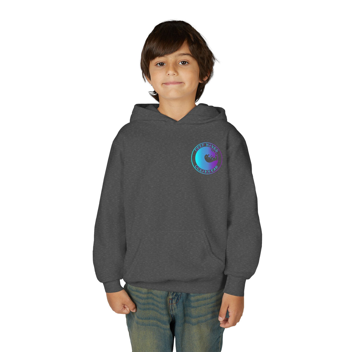Youth Hoodie - Deep Waves Oceanwear Gradient Surf Logo