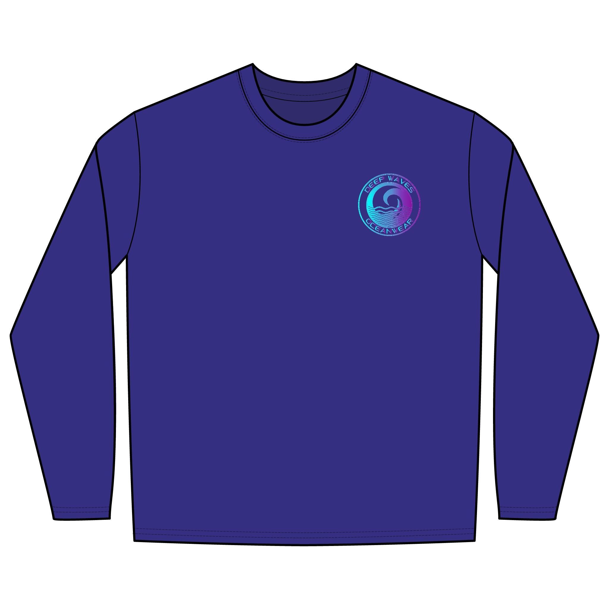 Deep Waves Long Sleeve Sun Shirt | Ocean Protection Rashguard & Coastal Aesthetic Top
