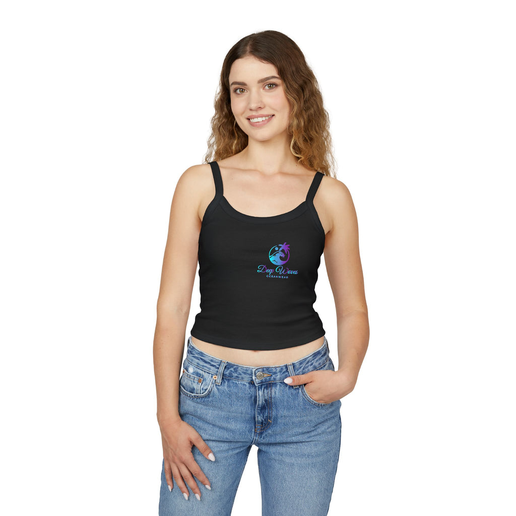 Deep Waves Spaghetti Strap Crop Tank