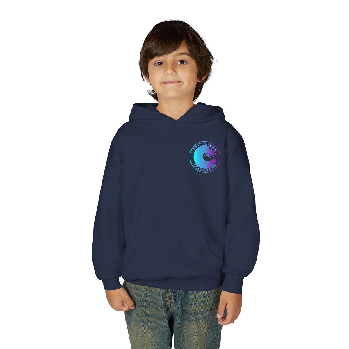 Youth Hoodie - Deep Waves Oceanwear Gradient Surf Logo