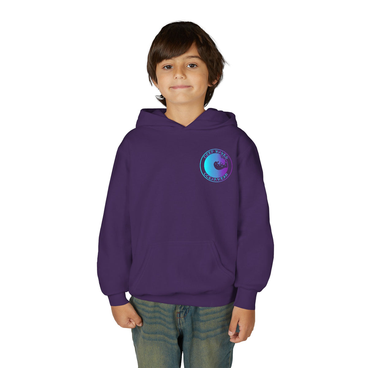 Youth Hoodie - Deep Waves Oceanwear Gradient Surf Logo