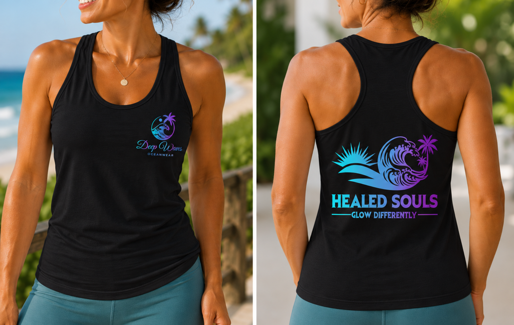 Healed Souls Glow Differently Racerback Tank — Wave