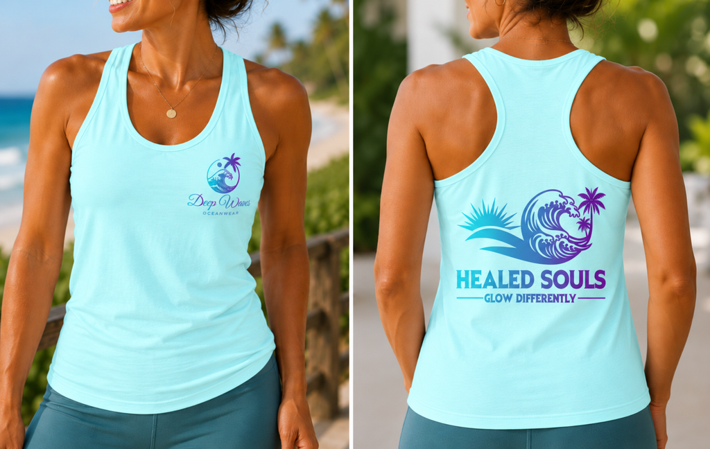Healed Souls Glow Differently Racerback Tank — Wave