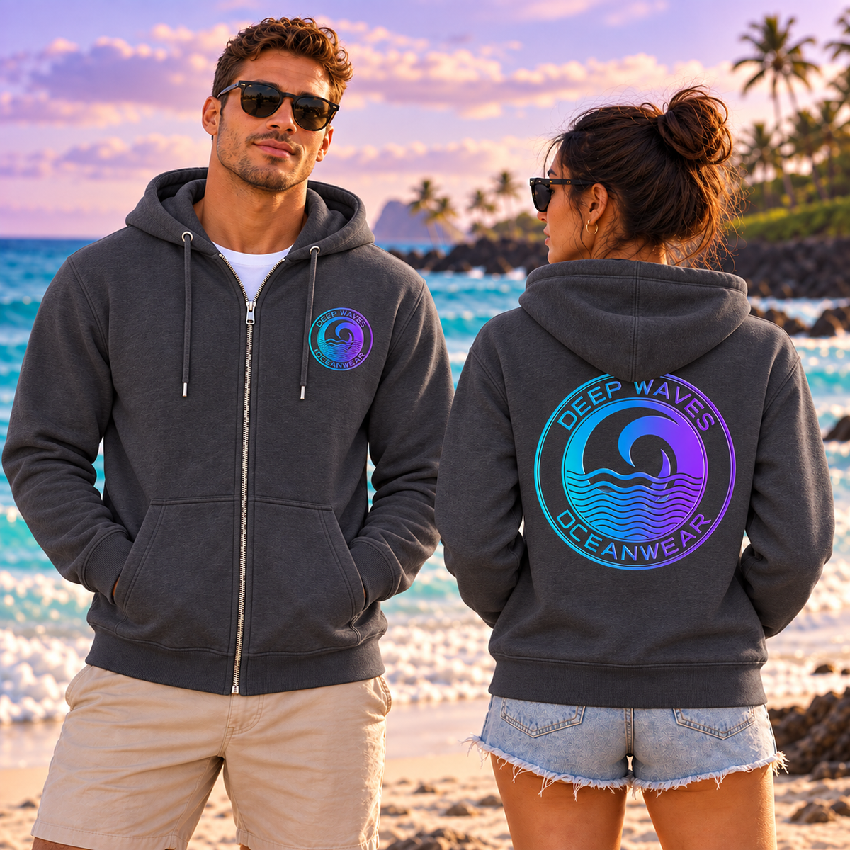 Deep Waves Unisex Zip Hoodie