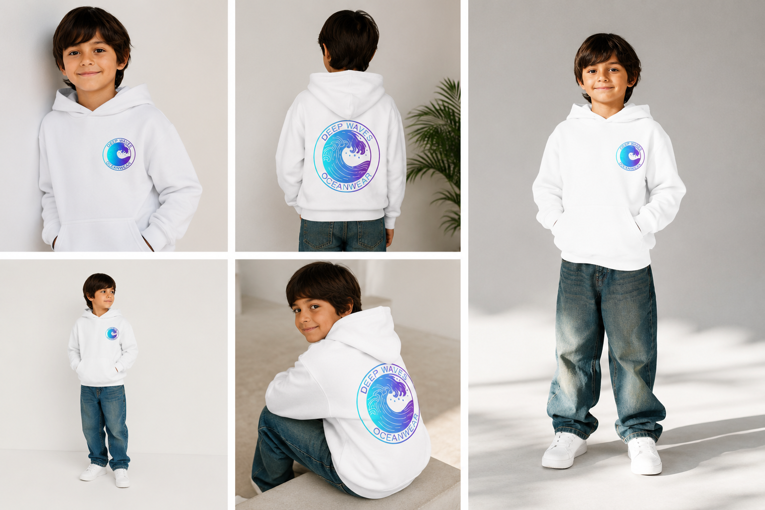 Deep Waves Logo Youth Hoodie