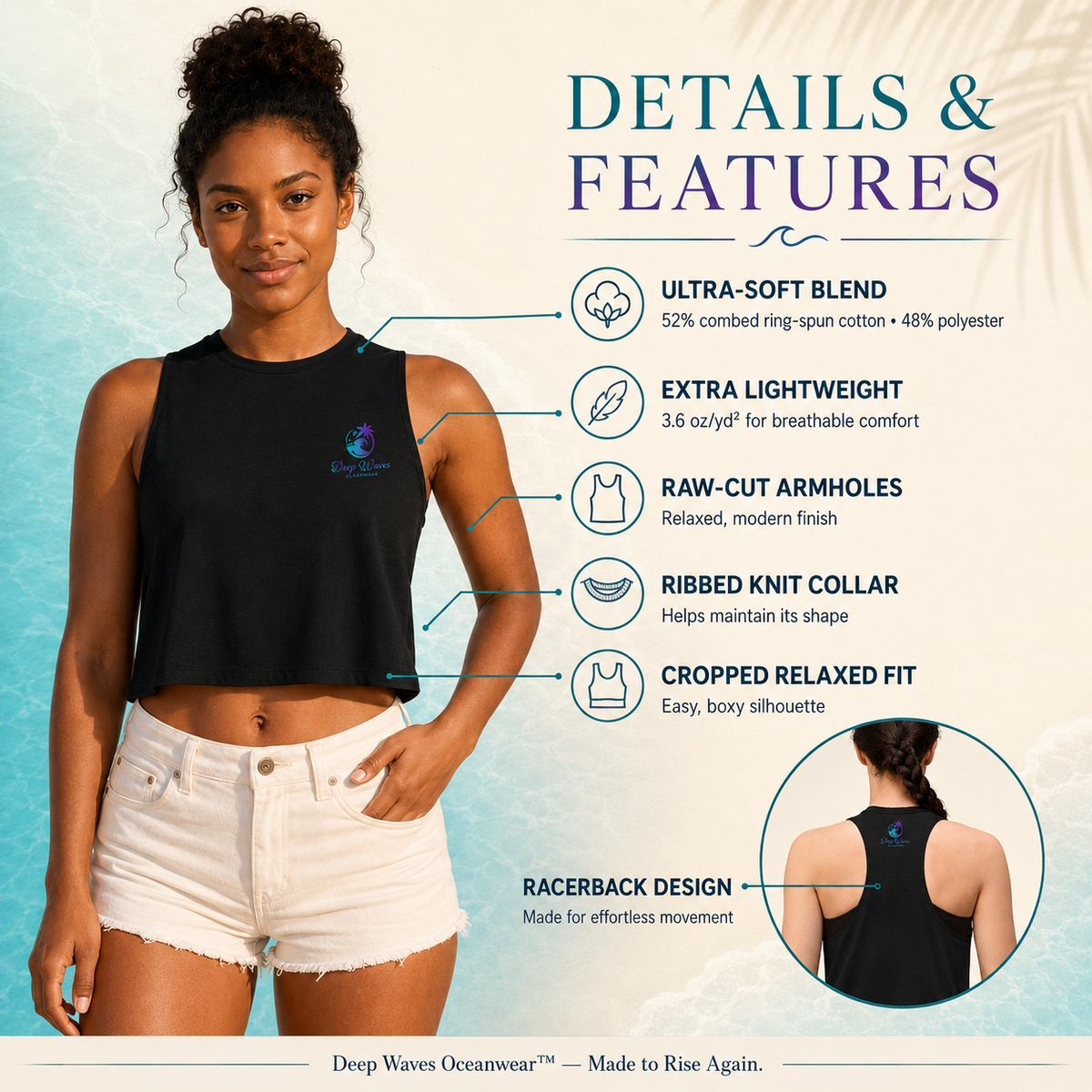 Deep Waves Signature Logo Crop Top