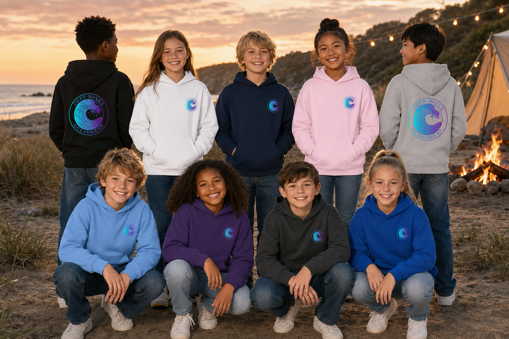 Youth Hoodie - Deep Waves Oceanwear Gradient Surf Logo