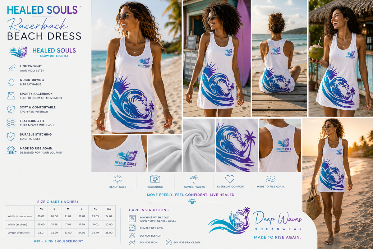Healed Souls Glow Differently White Wave Racerback Beach Dress