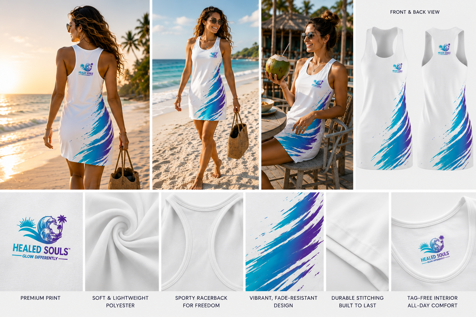 Healed Souls Glow Differently Painted Tide Racerback Dress