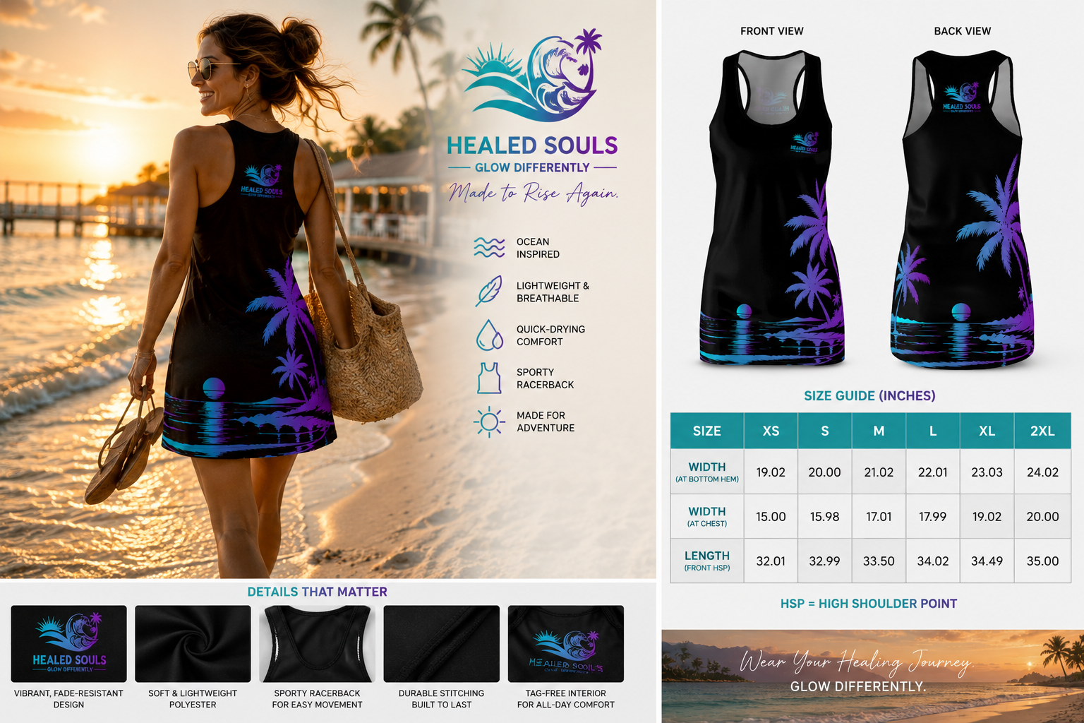 Healed Souls Glow Differently Midnight Shores Racerback Dress