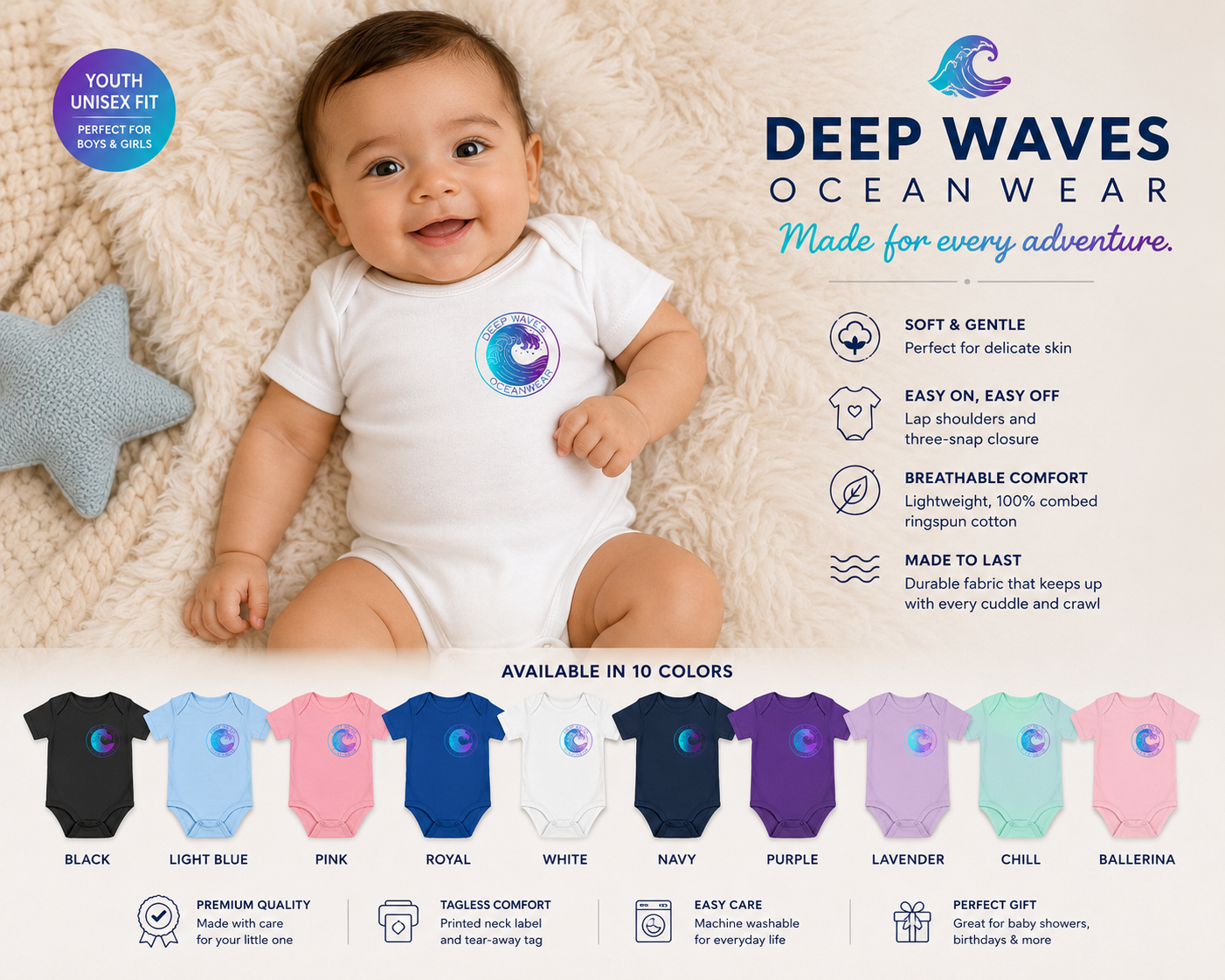 Deep Waves Logo Infant Bodysuit