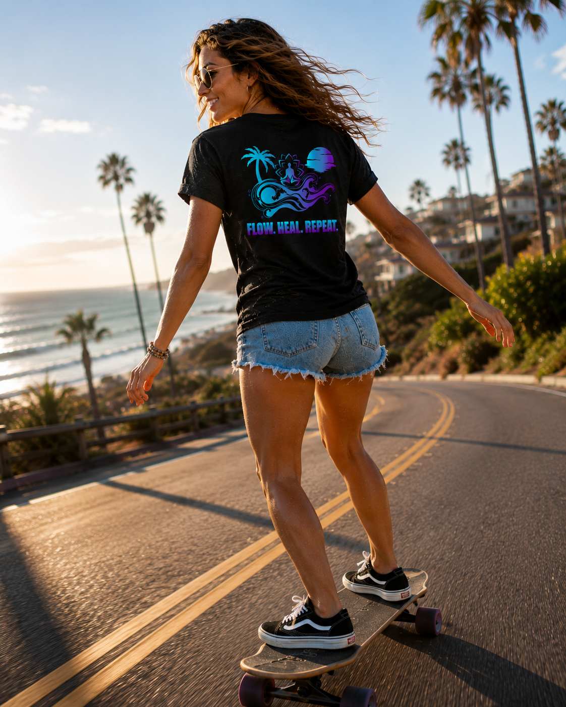 Flow. Heal. Repeat. Relaxed Tee — Black