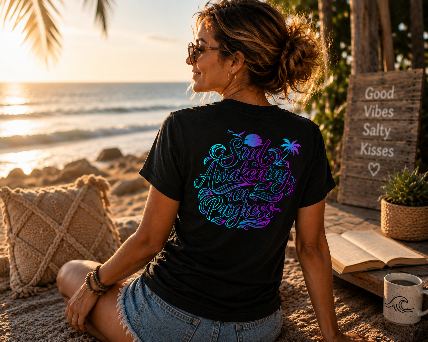 Soul Awakening In Progress Relaxed Tee — Tropical Black