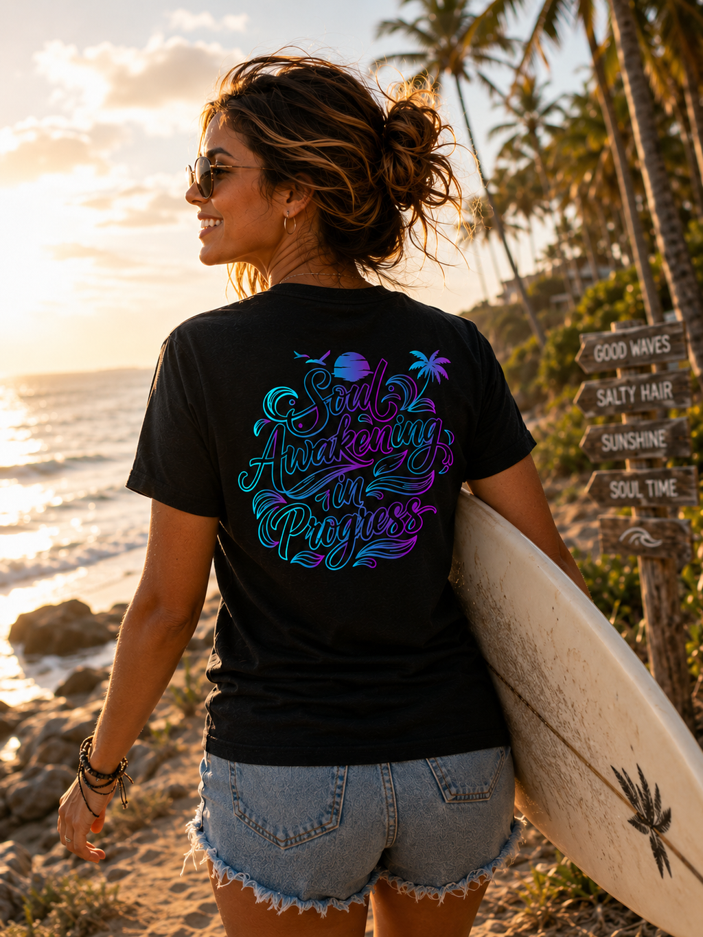 Soul Awakening In Progress Relaxed Tee — Tropical Black