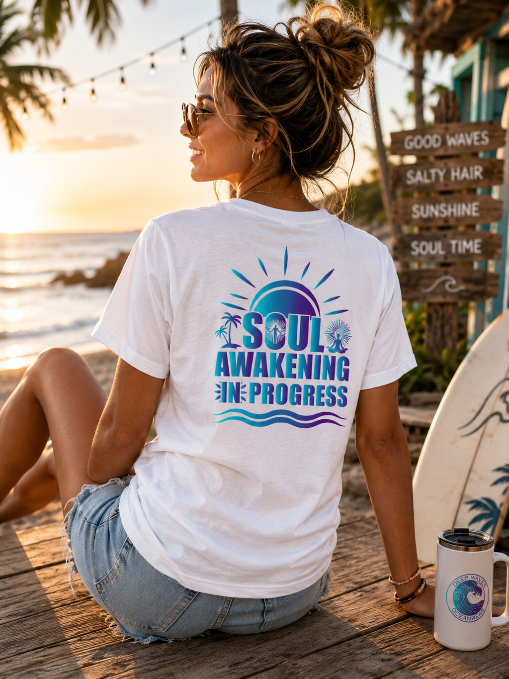 Soul Awakening In Progress Relaxed Tee — Sunrise White