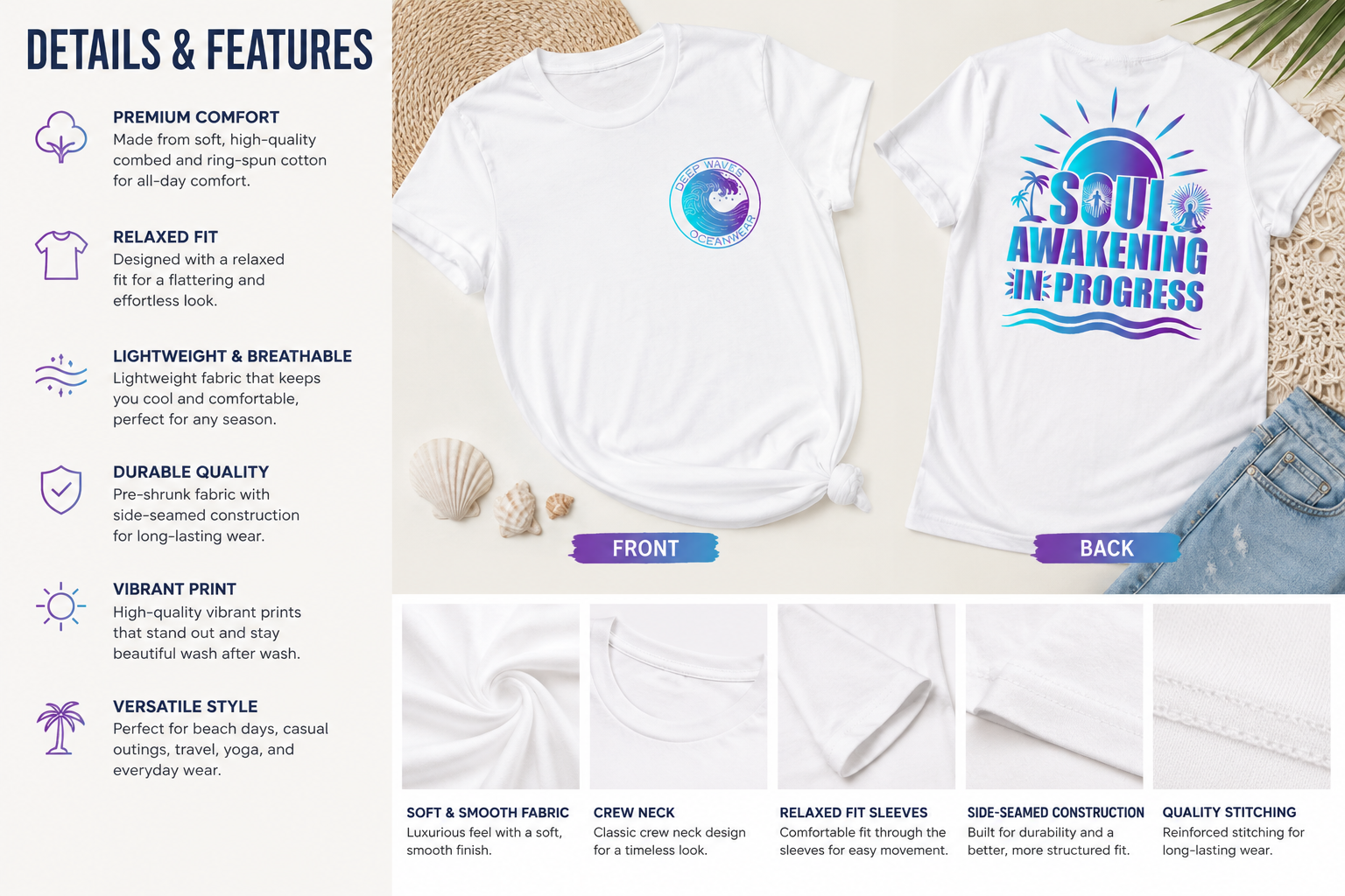 Soul Awakening In Progress Relaxed Tee — Sunrise White