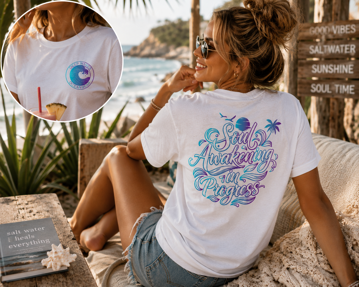Soul Awakening In Progress Relaxed Tee — Tropical White
