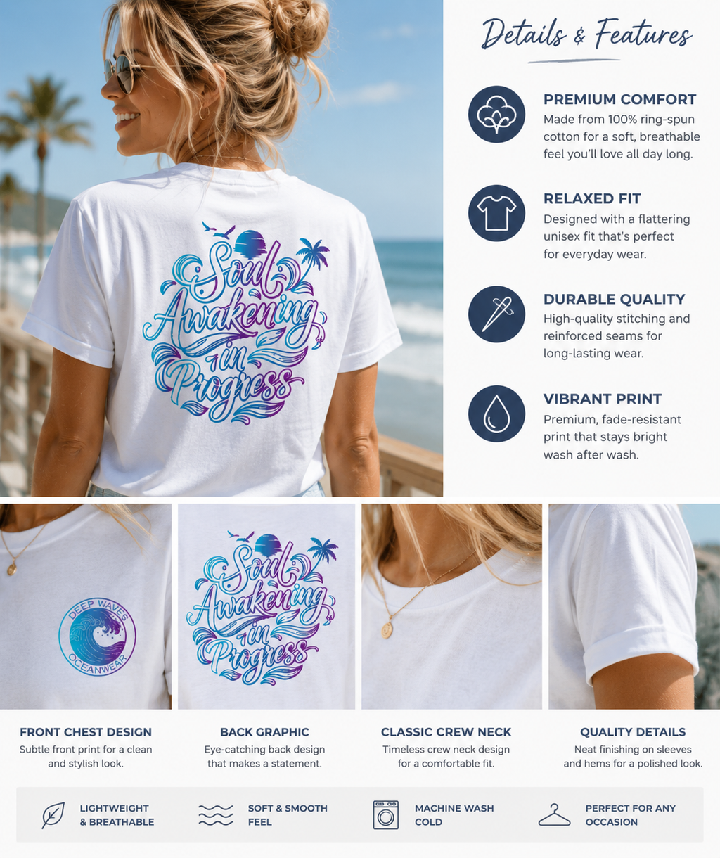 Soul Awakening In Progress Relaxed Tee — Tropical White