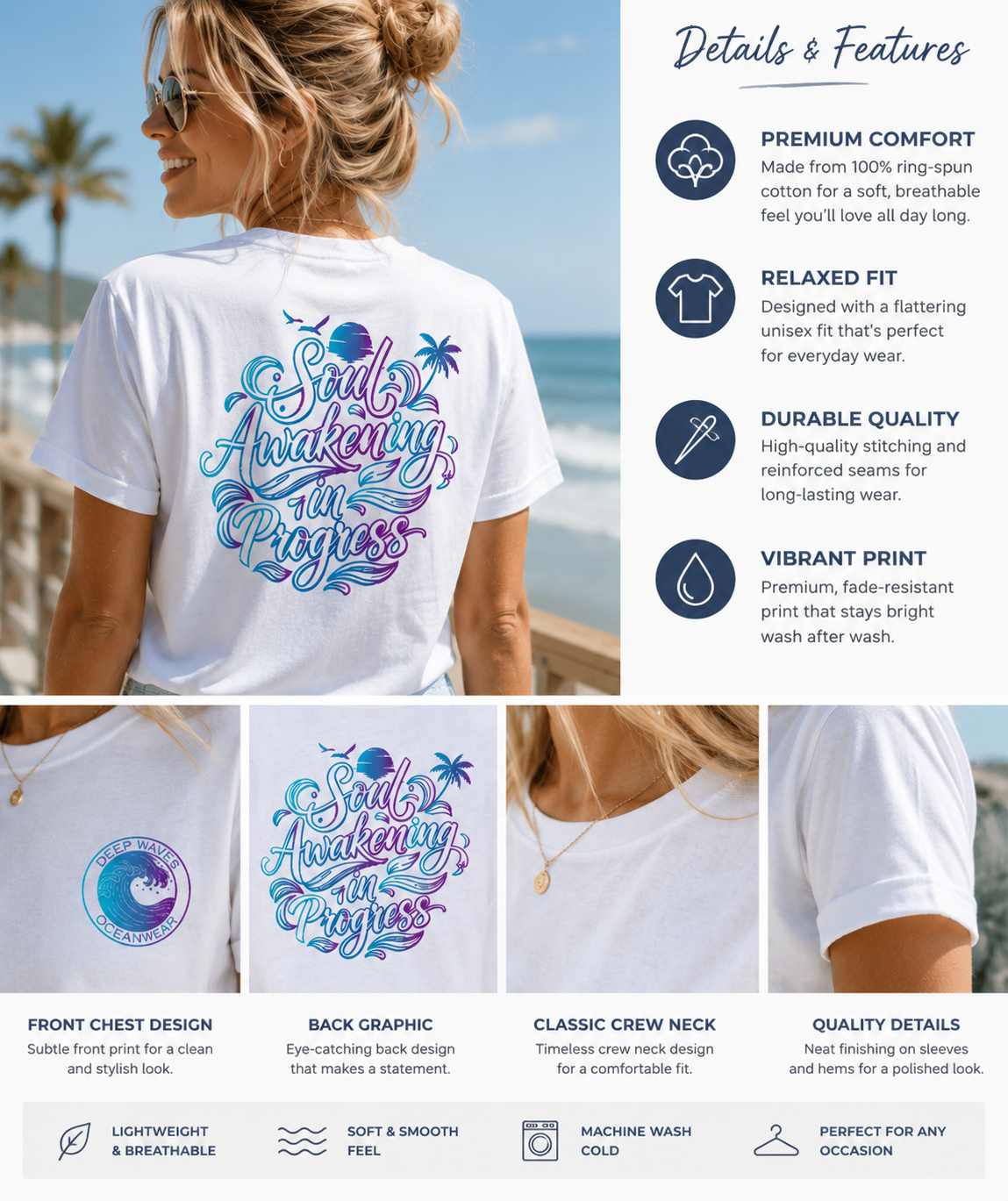 Soul Awakening In Progress Relaxed Tee — Tropical White