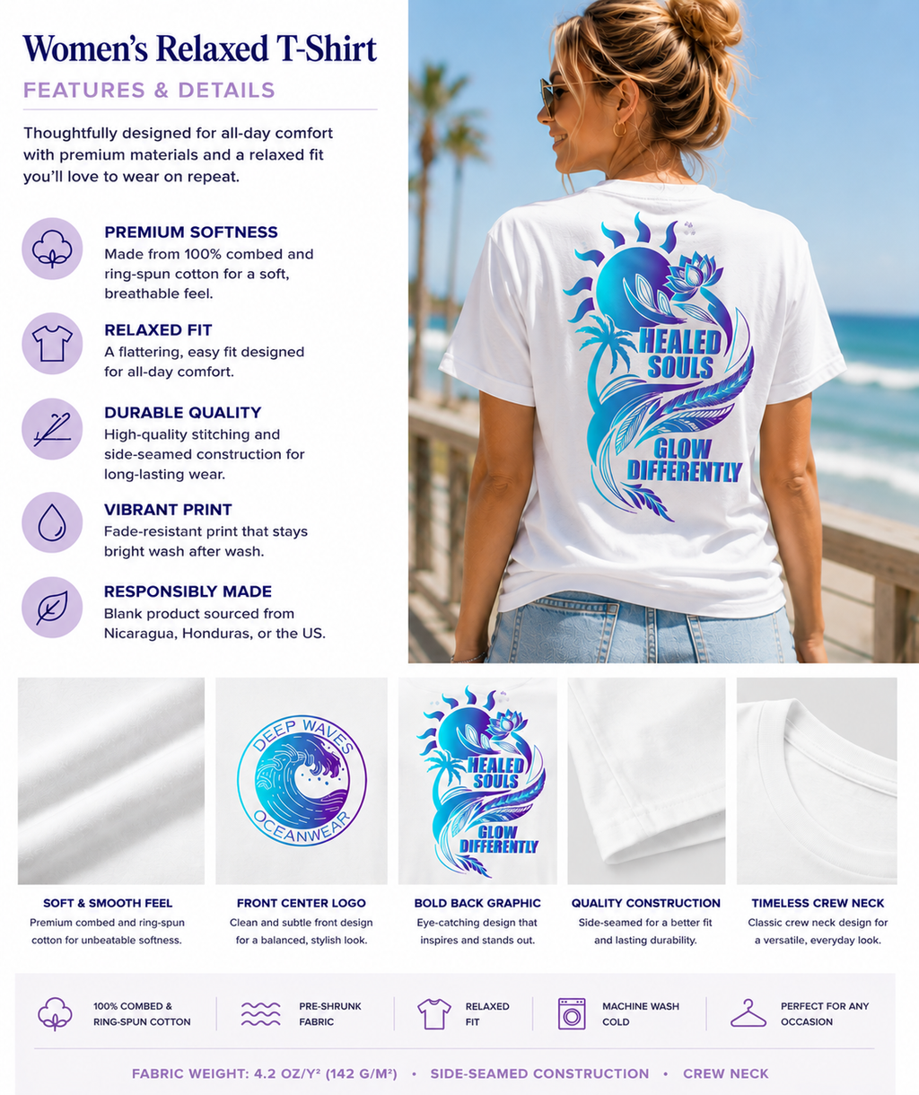 Healed Souls Glow Differently Relaxed Tee — Lotus White