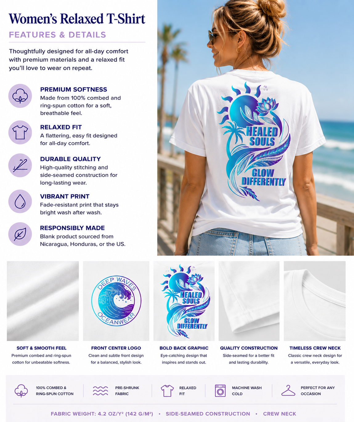Healed Souls Glow Differently Relaxed Tee — Lotus White