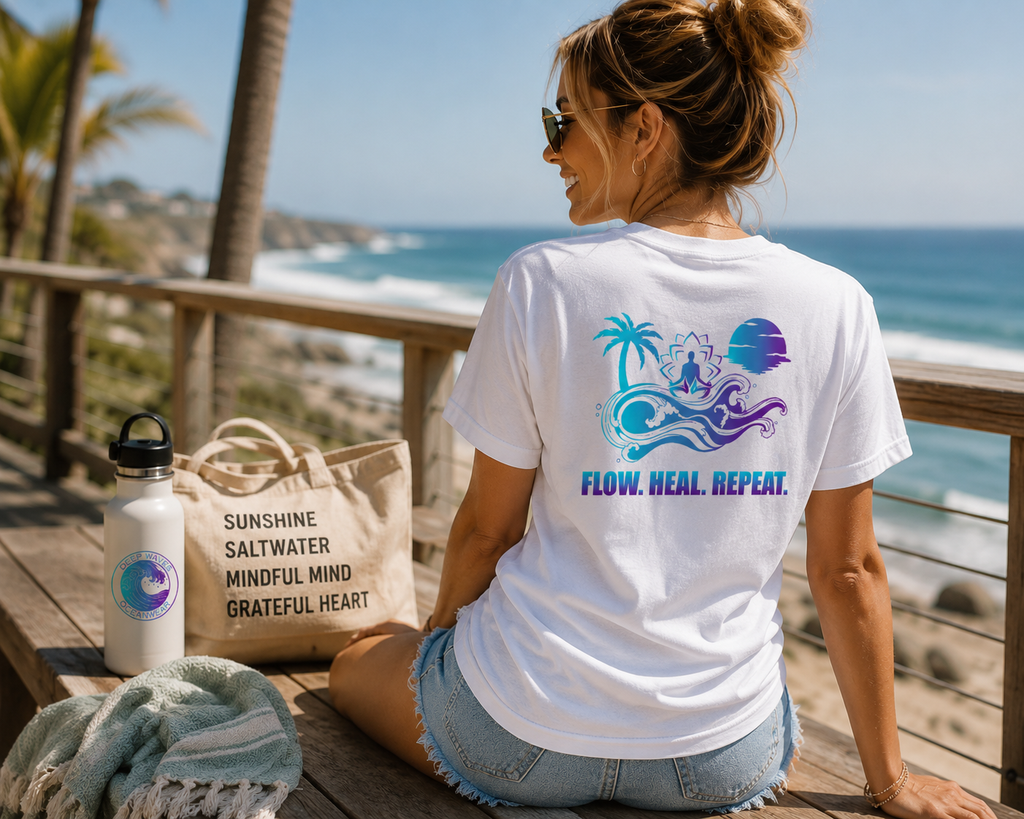 Flow. Heal. Repeat. Relaxed Tee — White