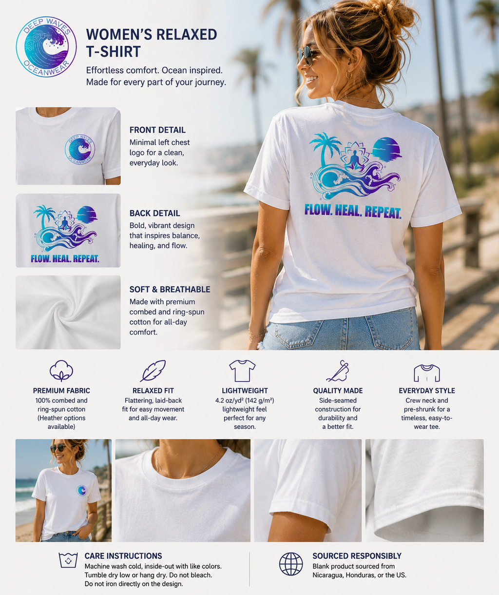 Flow. Heal. Repeat. Relaxed Tee — White