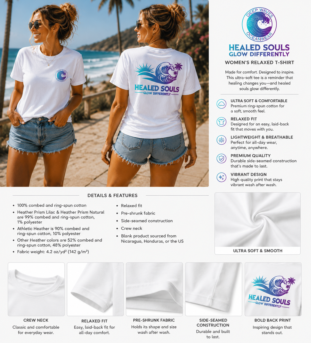 Healed Souls Glow Differently Relaxed Tee — Wave White