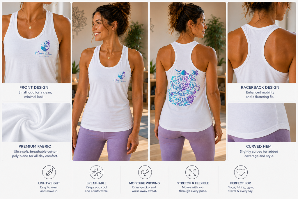 Soul Awakening In Progress Racerback Tank — Floral White
