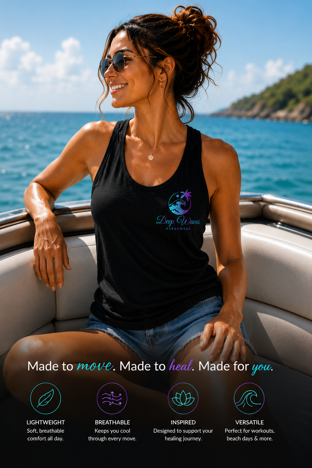 Flow. Heal. Repeat. Racerback Tank — Black