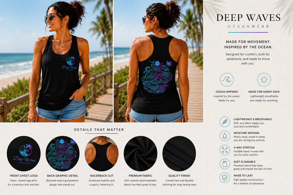 Soul Awakening In Progress Racerback Tank — Floral Black