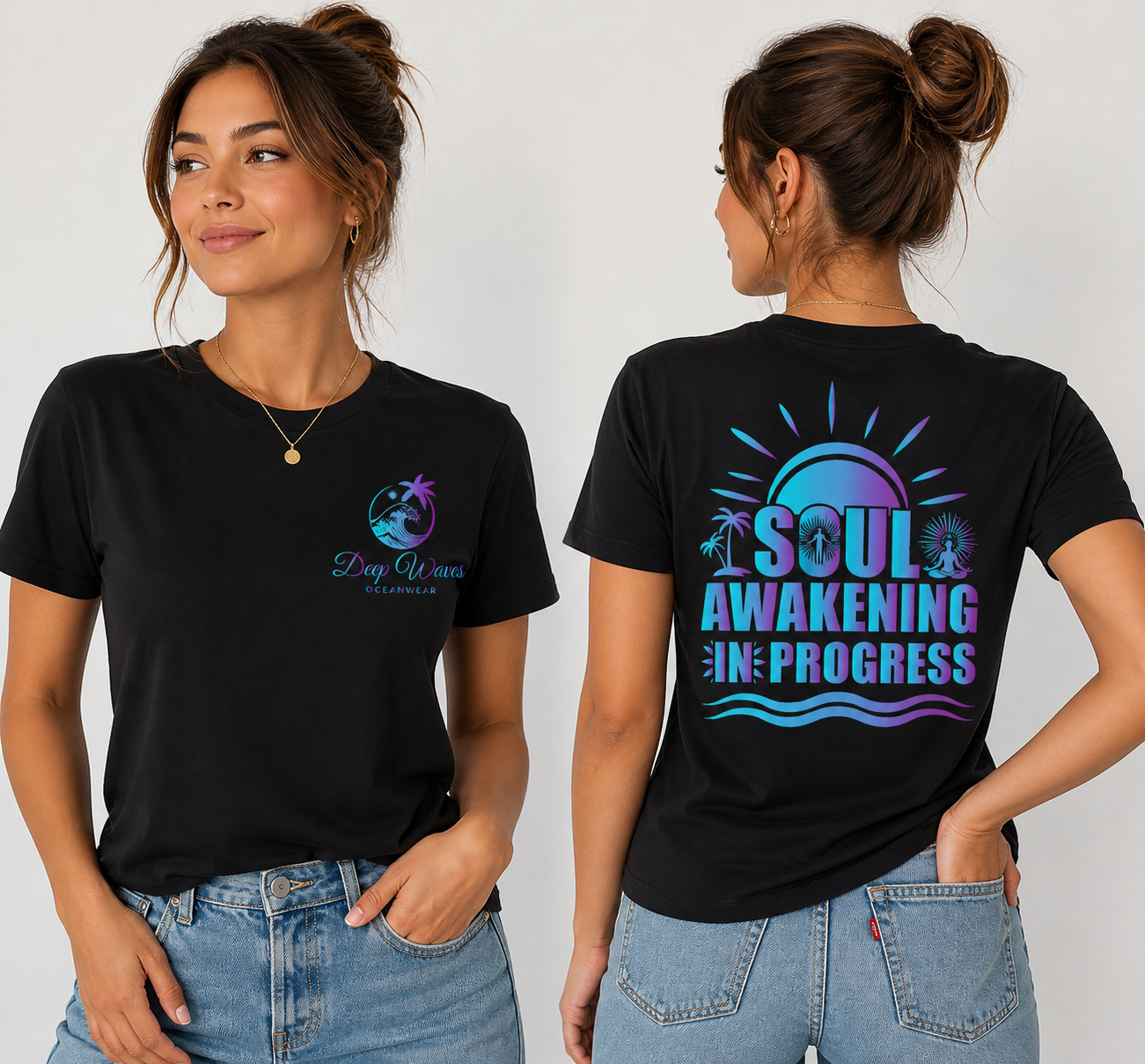 Soul Awakening In Progress Relaxed Tee — Sunrise Black