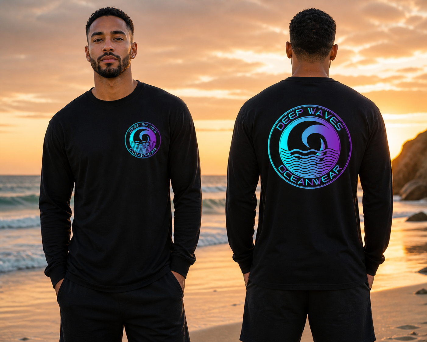 Deep Waves Long Sleeve Shirt (Unisex)  | Ocean Energy & Coastal Vibes