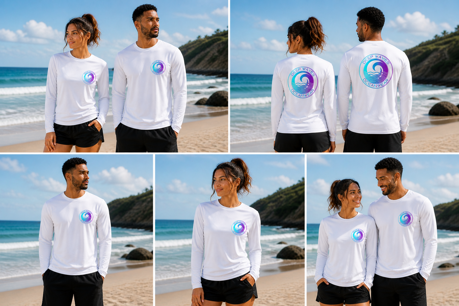 Deep Waves Long Sleeve Sun Shirt (Unisex) | Ocean Protection Rashguard & Coastal Aesthetic Top