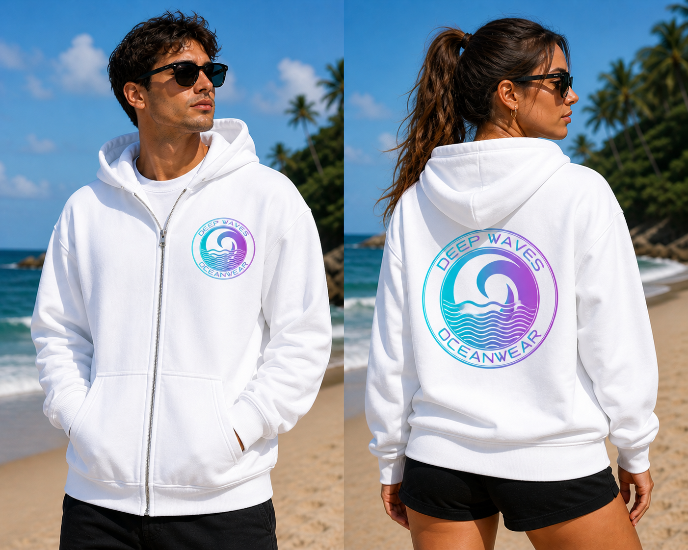 Deep Waves Unisex Zip Hoodie | Ocean Energy Streetwear, Premium Comfort & Coastal Vibes