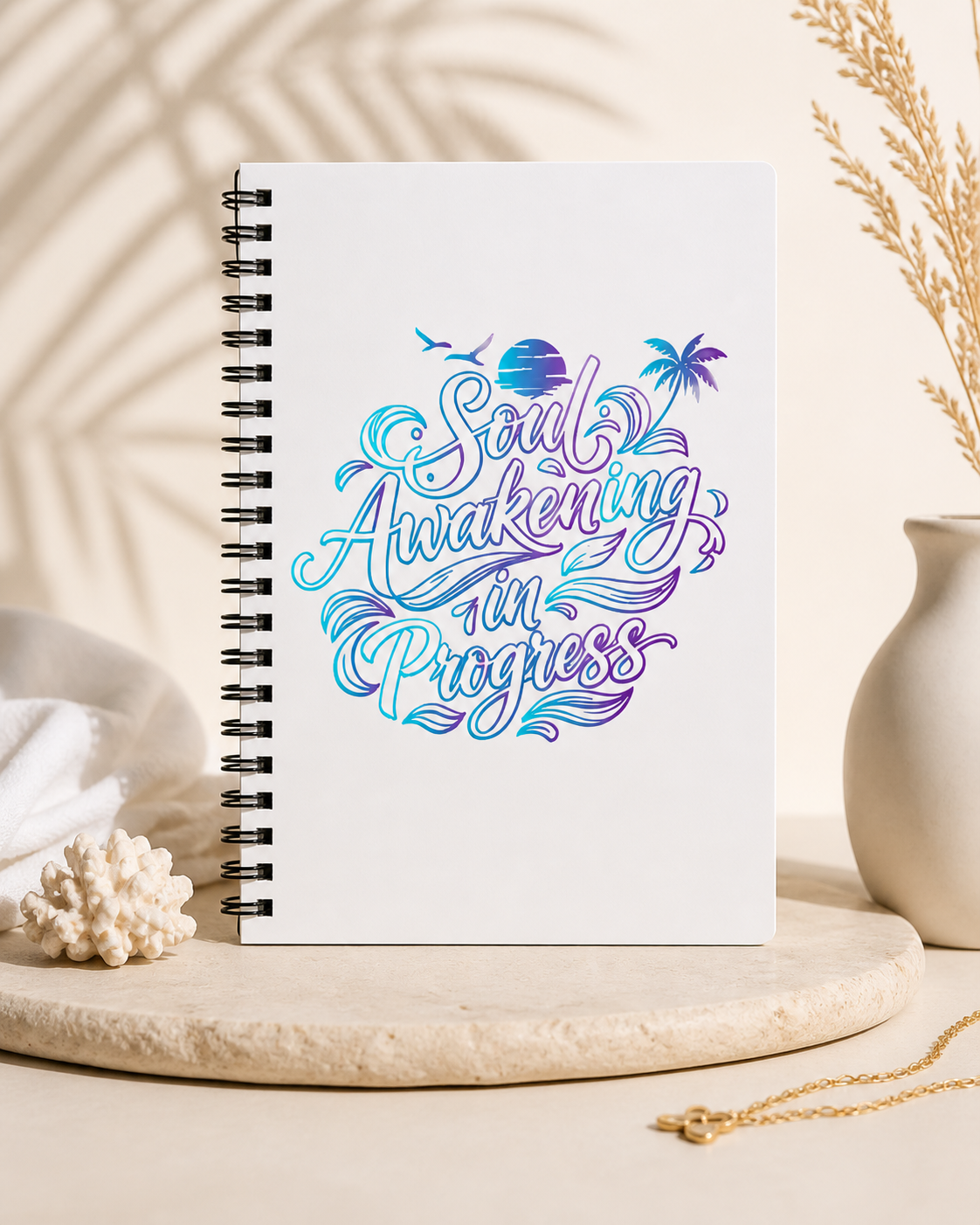 Deep Waves Spiral Notebook | Luxury Mindfulness Journal for Ideas, Goals & Daily Reflection