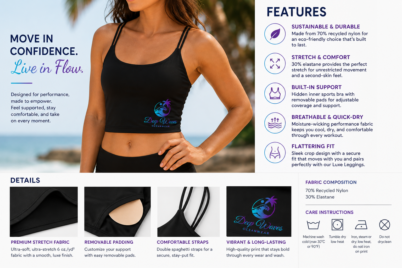 Deep Waves Luxe Crop Bra