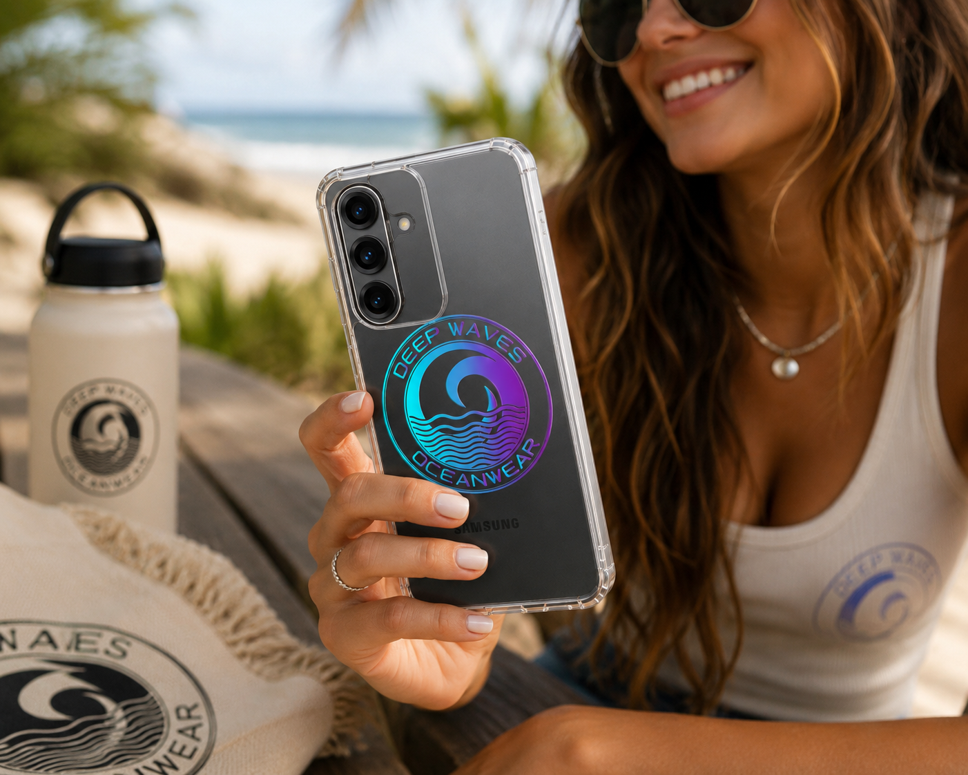 Deep Waves Clear Samsung Phone Case | Protective Ocean Wave Design