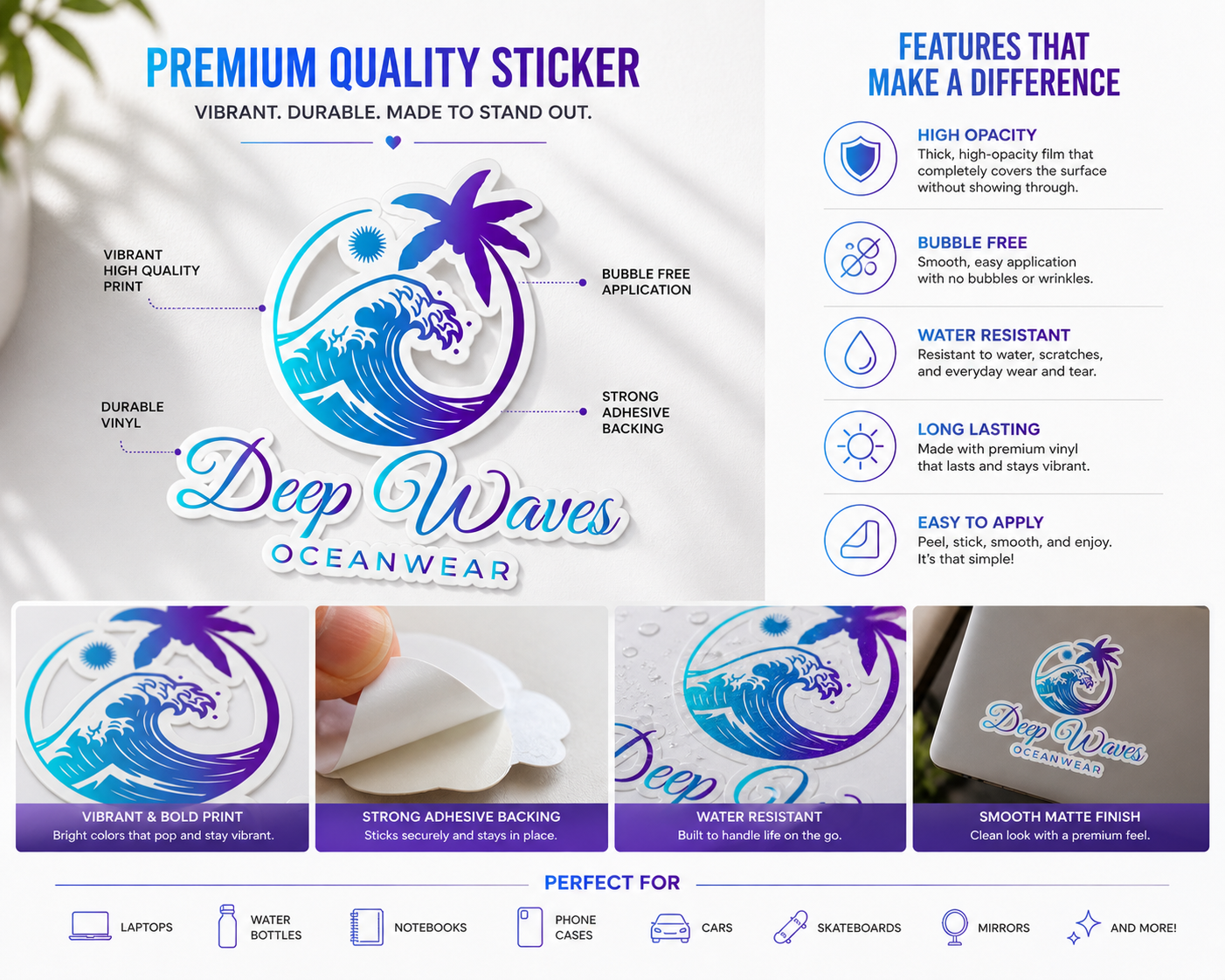 Deep Waves Energy Stickers | Stick Your Healing Everywhere