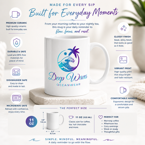 Deep Waves Glossy Ceramic Mug