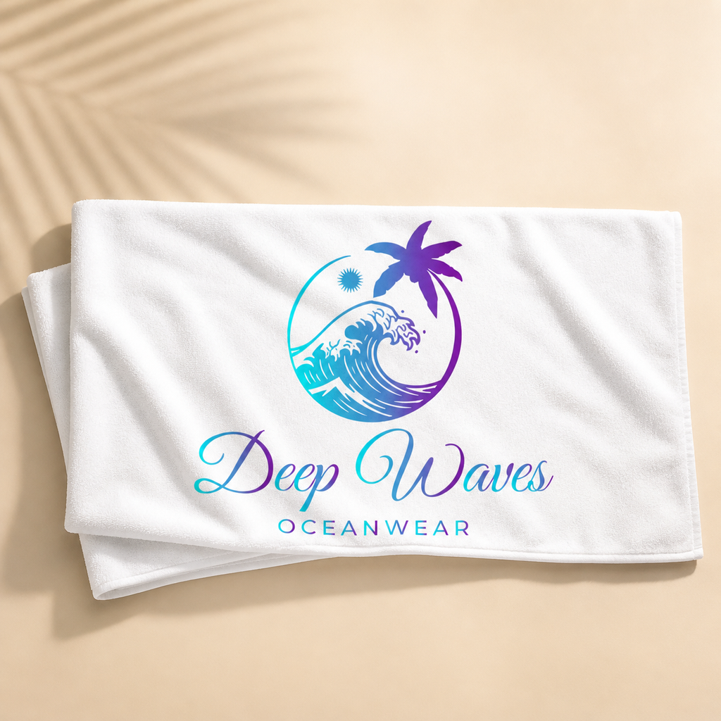 Deep Waves Logo Beach & Bath Towel