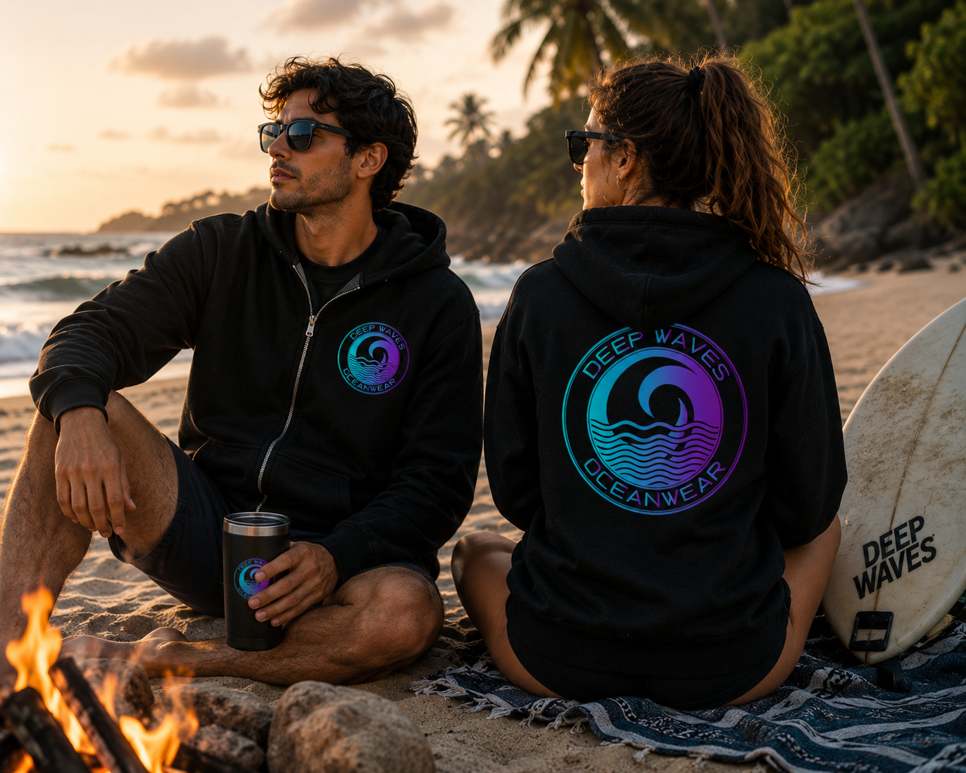 Deep Waves Unisex Zip Hoodie | Ocean Energy Streetwear, Premium Comfort & Coastal Vibes