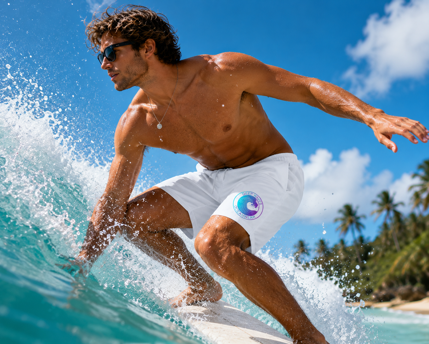 Deep Waves Performance Swim Trunks | Stretch, Quick-Dry, UPF 50+ Beach Shorts